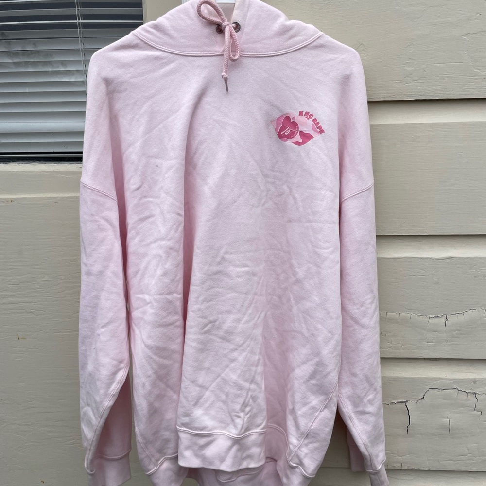 A Bathing Ape BAPE Light Pink KNC Collab Hoodie Sweatshirt Size M